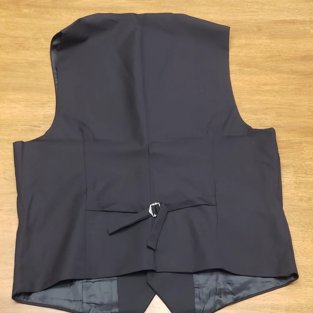 NWT Men's Black Suit Vest K.keenly Xl Button Up Front Adjustable Back 2 Pocket